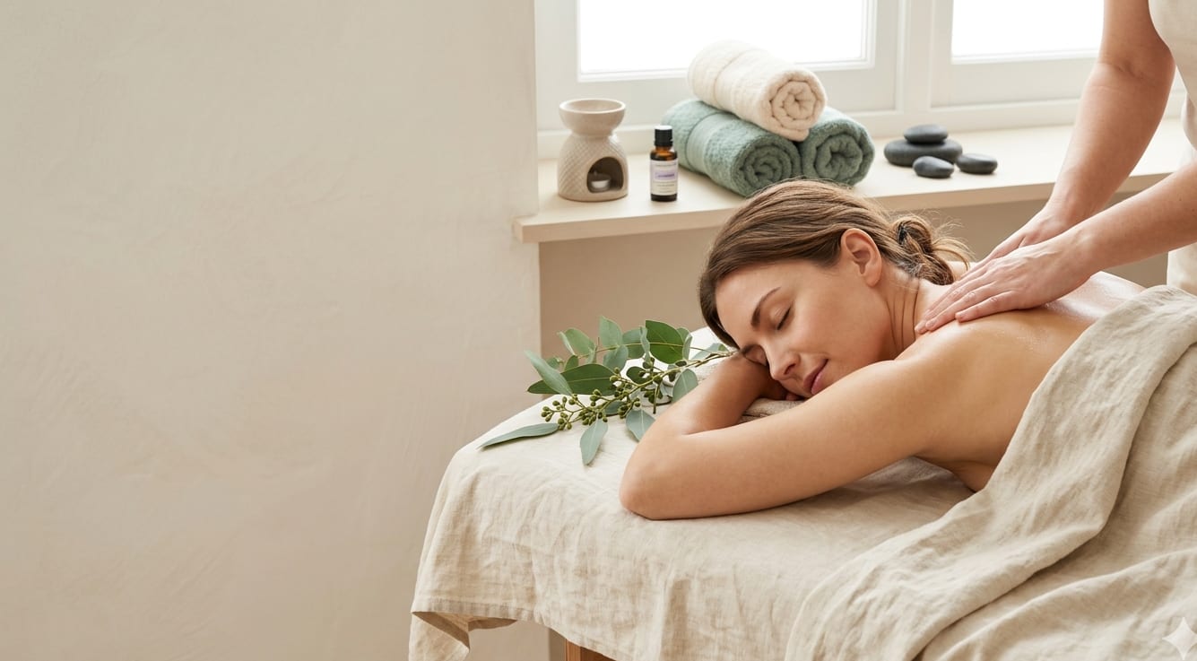 Cliente a receber uma massagem relaxante num espaço calmo